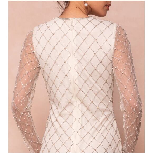 Ivy City Co Gatsby Dress In White Cream Size XL Retro Winter Wedding NWT Bride - Picture 2 of 15